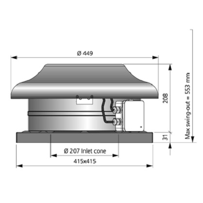 Katuseventilaator TKS 400 mõõdud