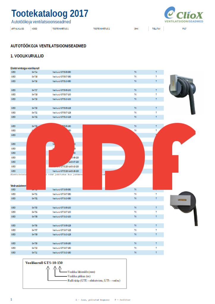 tootekataloog autotöökoja ventilatsiooniseadmed pilt