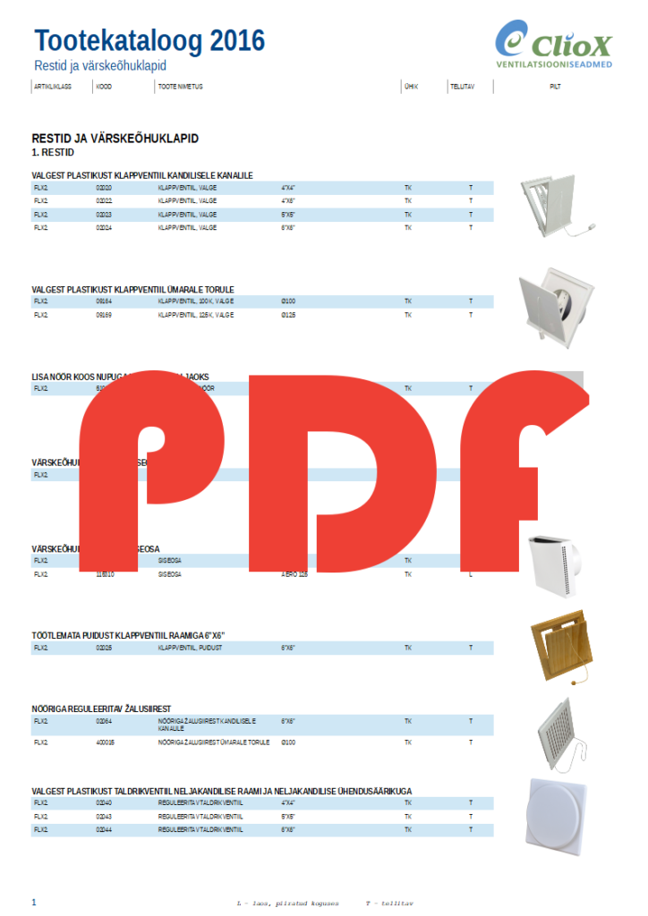 tootekataloog restid värskeõhuklapid pilt